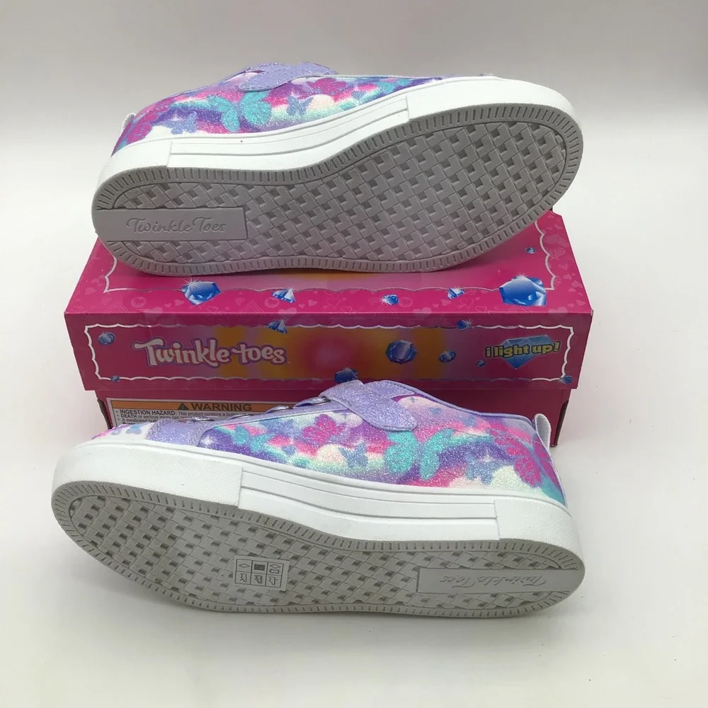 Skechers Twinkle Toes S Lights Butterfly Sky Lavender Kids Shoes Size 2 NEW